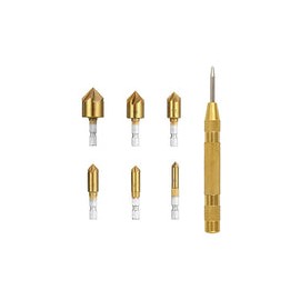 Avellanado de Brocas Con Punzón Automático, juego herramientas central cambio rápido，6 Piezas De Vástago Hexagonal HSS 5 flauta