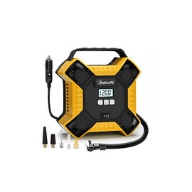 AstroAI Compresor de Aire 12V, Compresor de Llantas Neumaticos 160 PSI Aire Neumaticos, Compresor de Llantas（ Amarillo）