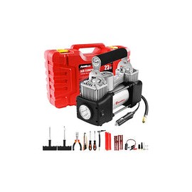 AWELTEC Kit de compresor de aire para automóvil - Inflador de neumáticos portátil de doble cilindro DC 12V para trabajo pesado 