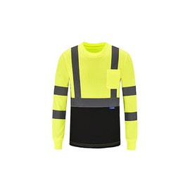 AYKRM Camiseta de seguridad reflectante de alta visibilidad de manga larga (XS-6XL), Amarillo, Medium