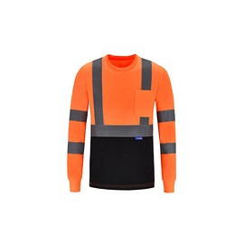 AYKRM Camiseta de seguridad reflectante de alta visibilidad de manga larga (XS-6XL), Naranja, Medium