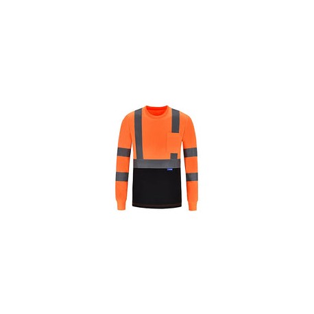 AYKRM Camiseta de seguridad reflectante de alta visibilidad de manga larga (XS-6XL), Naranja, Medium