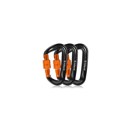 B-Mardi Clips de mosquetón de bloqueo resistentes, paquete de 3, 12 Kn (2500 libras) Caribeers ligeros, clips de destornillador