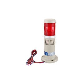 Baomain Luz intermitente de advertencia de alarma 24V DC industrial con zumbador de luz brillante LED roja lámpara de torre de 