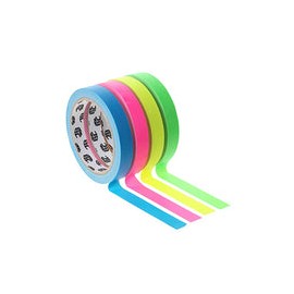 Bates - Cinta de Gaffers de colores, paquete de 4, colores neón, 0.65 pulgadas x 11 yardas, cinta de Gaffers, cinta de Gaffers,