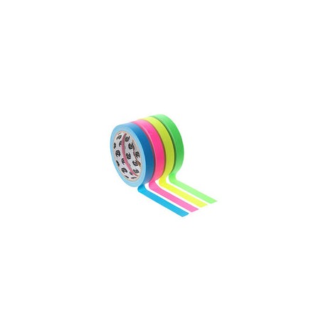 Bates - Cinta de Gaffers de colores, paquete de 4, colores neón, 0.65 pulgadas x 11 yardas, cinta de Gaffers, cinta de Gaffers,