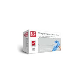Basic Synmax - Guantes de examen de vinilo, desechables, sin látex y sin polvo, pequeños (caja de 100) azul, (BMPF3001)