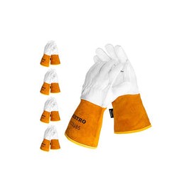 BEETRO Guantes de soldadura, soldador Tig de piel de cabra con cuero de vaca extra largo, resistente al calor/fuego, barbacoa/a