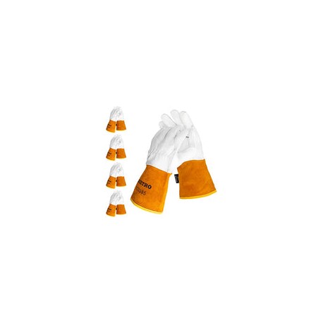 BEETRO Guantes de soldadura, soldador Tig de piel de cabra con cuero de vaca extra largo, resistente al calor/fuego, barbacoa/a