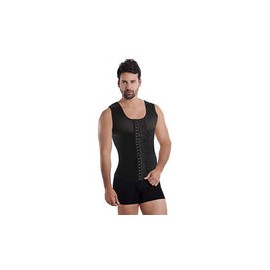 BELLA MICHELL Faja Chaleco Masculino Uso Diario y Post Quirurgico Negro Alta compresión con Vitaminas, 4 Niveles De Ajuste Dela