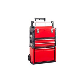 BIG RED ATRJF-C305ABDR - Caja de herramientas de metal portátil apilable con ruedas y 2 cajones, caja de herramientas para coch