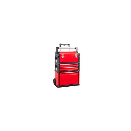 BIG RED TRJF-C305ABD Torin Organizador de taller de garaje: caja de herramientas portátil apilable de acero y plástico con 3 ca
