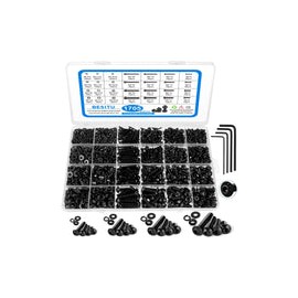 Besitu - Juego de 1705 tornillos de máquina, kit de tornillos y tuercas métricas M2 M3 M4 M5 con cerradura y arandelas planas, 