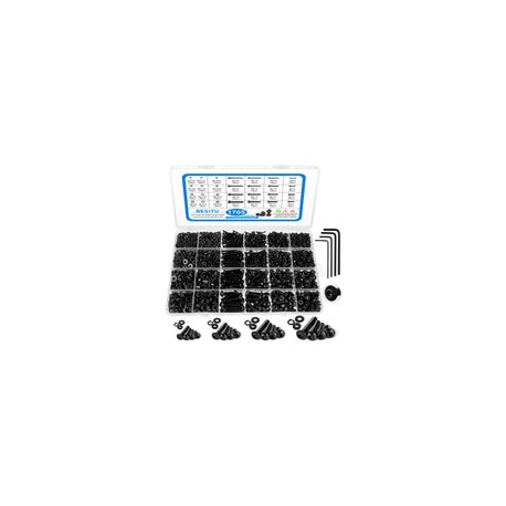 Besitu - Juego de 1705 tornillos de máquina, kit de tornillos y tuercas métricas M2 M3 M4 M5 con cerradura y arandelas planas, 