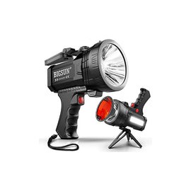 BIGSUN Q953 linterna LED de iones de litio recargable de 9600 mAh con reflector de luz de camping, trípode plegable, correa por