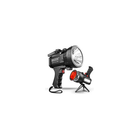 BIGSUN Q953 linterna LED de iones de litio recargable de 9600 mAh con reflector de luz de camping, trípode plegable, correa por