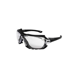 Birdz Gafas de sol deportivas acolchadas de seguridad para motocicleta, color negro con lente transparente