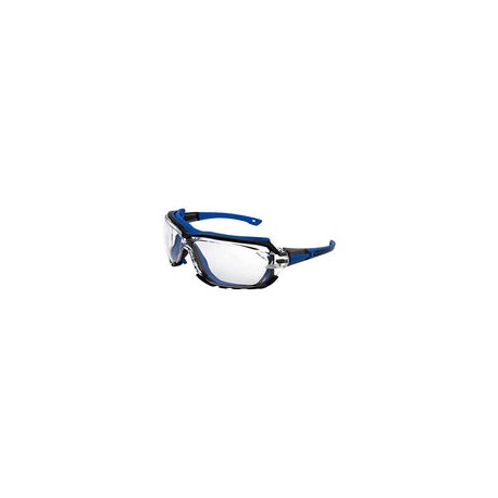 Birdz Junta de gafas de seguridad acolchada para motociclismo, motociclismo, deporte, gafas médicas ANSI z87.1 (azul-transparen