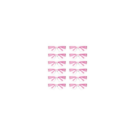 BISON LIFE Lentes de seguridad transparentes color rosa, 12 pares de lentes protectores, lentes de policarbonato resistentes a 