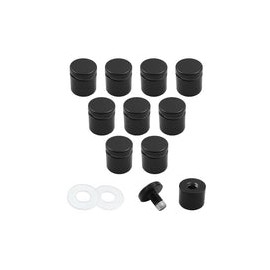 Bivethoi - 12 tornillos separadores de acero inoxidable negro, soporte para uñas, soporte de metal, soporte de pared, soporte d