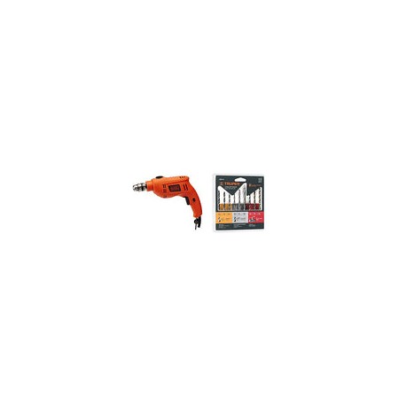 BLACK + DECKER Taladro Percutor 3/8 Pulgadas 550W TB550-B3 + Truper JBMX-9 Juego de 9 brocas alta velocidad, concreto y madera