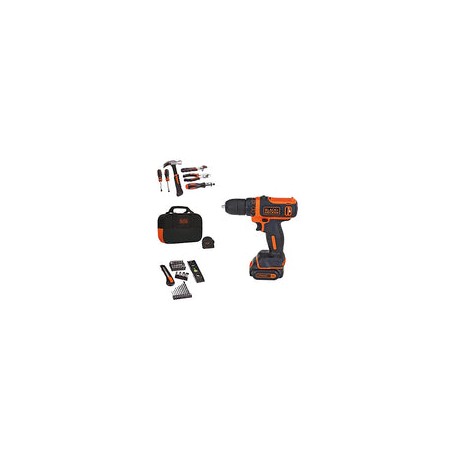 BLACK+DECKER 12V MAX Drill & Home Tool Kit, 60-Piece (BDCDD12PK)