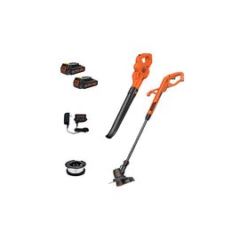 Black+Decker 20 V MAX* POWERCONNECT 10 Pulgadas. Cortadora de Cuerdas inalámbrica/bordeadora 2 en 1 + Kit Combinado de barredor