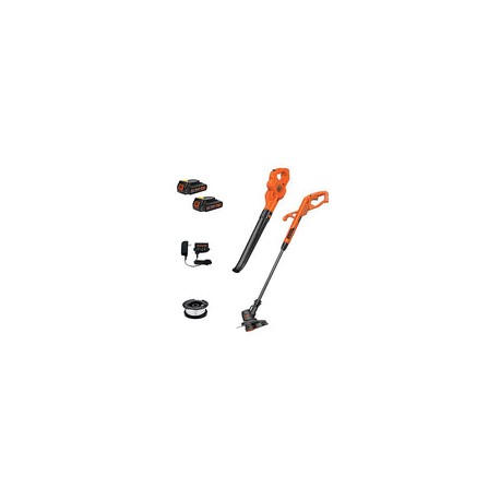 Black+Decker 20 V MAX* POWERCONNECT 10 Pulgadas. Cortadora de Cuerdas inalámbrica/bordeadora 2 en 1 + Kit Combinado de barredor