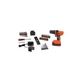 BLACK+DECKER 20V MAX* POWERCONNECT Taladro/destornillador inalámbrico + 44 piezas Kit de proyecto doméstico (LDX50PK)