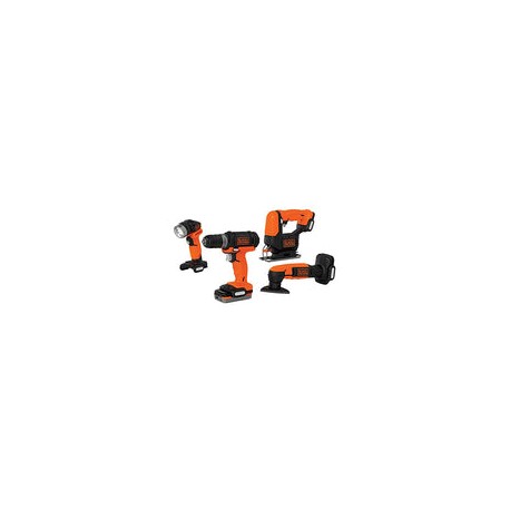 BLACK+DECKER BDCK502C1 Paquete de 4 Herramientas Multiproyectos y Batería Power Bank USB