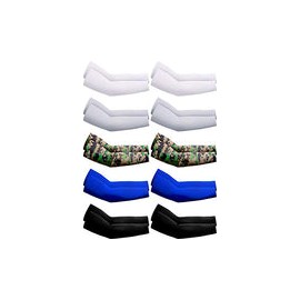 Boao 10 pares de mangas de enfriamiento con protección UV para brazos de refrigeración antideslizante de seda para hombres (col