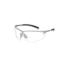 Bollé Safety 253-SM-40073 Silium Safety Eyewear with Silver Metal + TPE Semi-Rimless Frame and Clear Lens