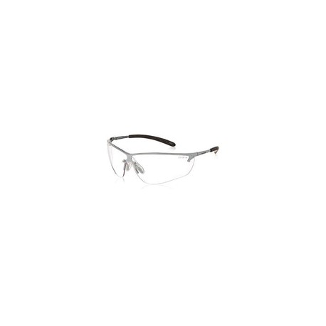 Bollé Safety 253-SM-40073 Silium Safety Eyewear with Silver Metal + TPE Semi-Rimless Frame and Clear Lens