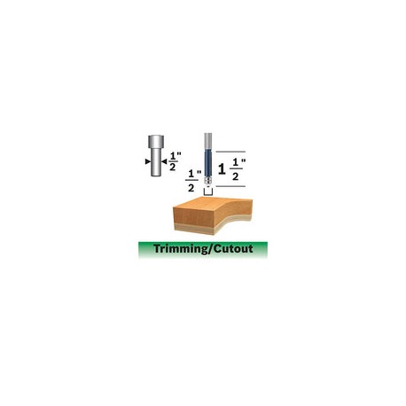 BOSCH 85601MC Broca para ruteadora de plantilla de doble flauta con punta de carburo de 1/2 pulgadas x 1-1/2 pulgadas