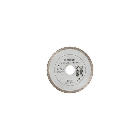 Bosch Home and Garden 2607019471 Disco de corte de diamante para azulejos, diámetro 110 mm, metálico, plateado