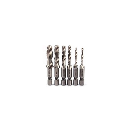 Brocas de taladro compuesto de manija hexagonal, brocas M10 HSS de vástago hexagonal de 1/4"y brocas cónicas de rosca Pieza de 