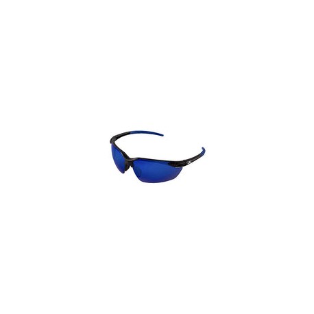Bullhead Safety Eyewear BH1169 Marlin, marco negro, lente de espejo azul completo, nariz TPR negra y patillas azul hielo (144 p