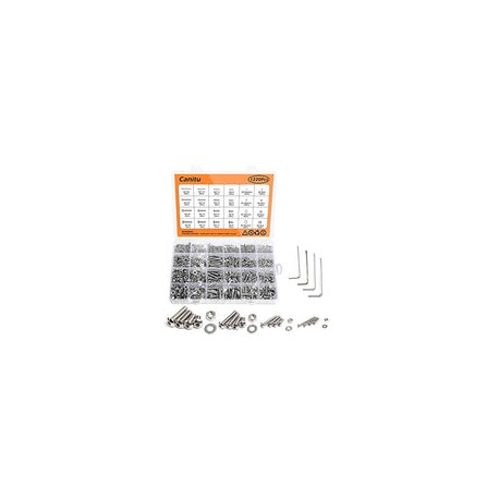 Canitu 1220 piezas de tornillos de cabeza plana plateada, tuercas planas M2 M3 M4 M5 304 de acero inoxidable Tornillo pernos co