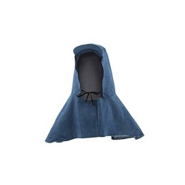 Capucha para soldadores / herreros retardadores de llama con capa de hombro y cordones azul