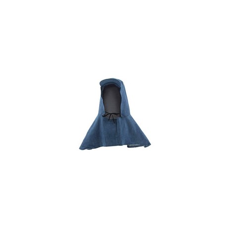 Capucha para soldadores / herreros retardadores de llama con capa de hombro y cordones azul