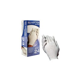 CARA Dermatological Cotton Gloves, Extra Large, 24 Count