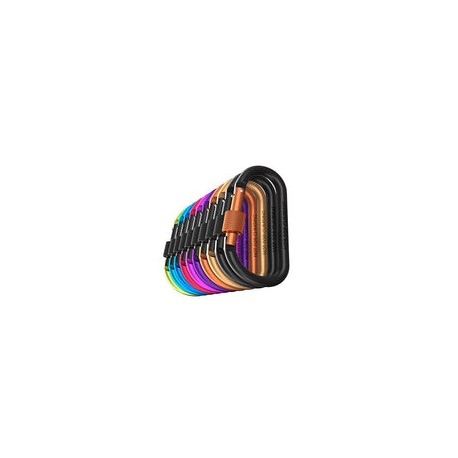 Carago Mosquetones con puerta de tornillo, paquete de 10 mosquetones de senderismo con barra de aluminio de 7,5 mm de diámetro 