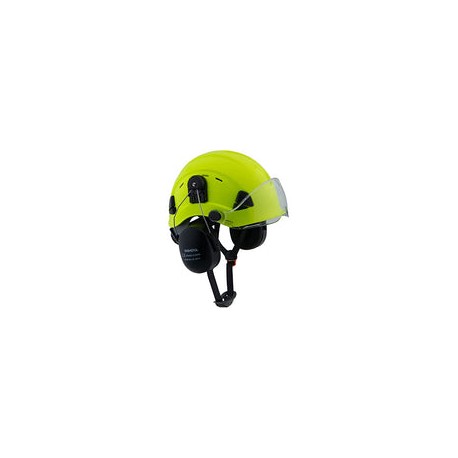 Casco de motosierra forestal, casco arborista con visera y orejeras, protección auditiva, OSHA, sombrero duro de seguridad, par