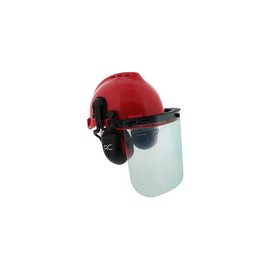 Casco de seguridad forestal – Sombrero duro ventilado, viseras de malla y plástico, orejeras protectoras – construcción, soldad
