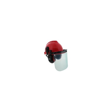 Casco de seguridad forestal – Sombrero duro ventilado, viseras de malla y plástico, orejeras protectoras – construcción, soldad