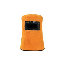 Casquillo de soldadura, capucha de soldadura Casco de cuero resistente al calor con lente de filtro con cuello con cuello de pr