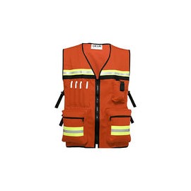 Chaleco De Seguridad Industrial Tipo Brigadista De Gabardina Rumbles Gluh (Naranja)