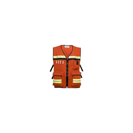 Chaleco De Seguridad Industrial Tipo Brigadista De Gabardina Rumbles Gluh (Naranja)