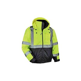 Chaqueta bomber reflectante de alta visibilidad, parte inferior negra, compatible con ANSI, Ergodyne GloWear 8377