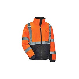 Chaqueta bomber reflectante de alta visibilidad, parte inferior negra, compatible con ANSI, Ergodyne GloWear 8377